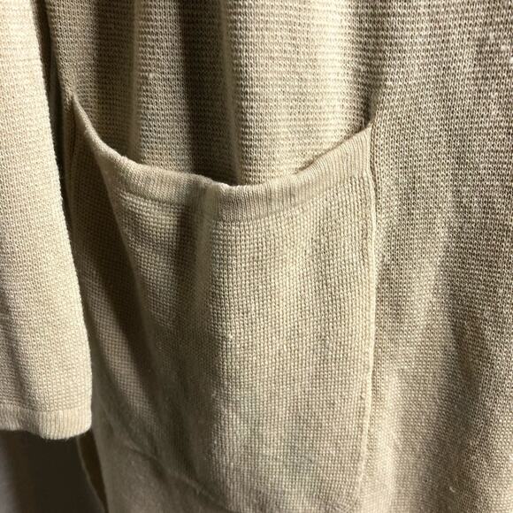 J Crew cream linen blend long open front cardigan sweater size Medium - Picture 5 of 12